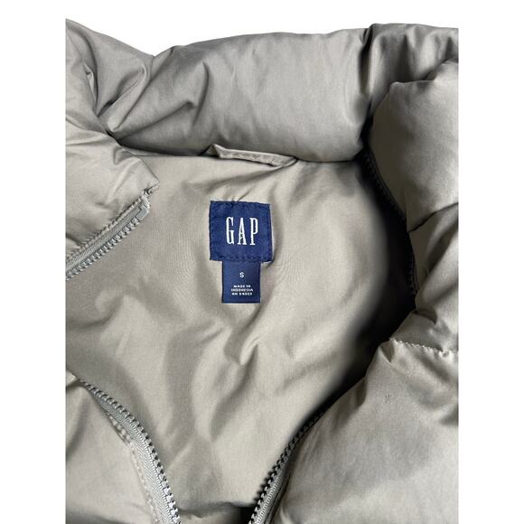 Vintage Gap Goose Down Tan Puffer Vest Size Small Full Zip Pocketed - Picture 8 of 9